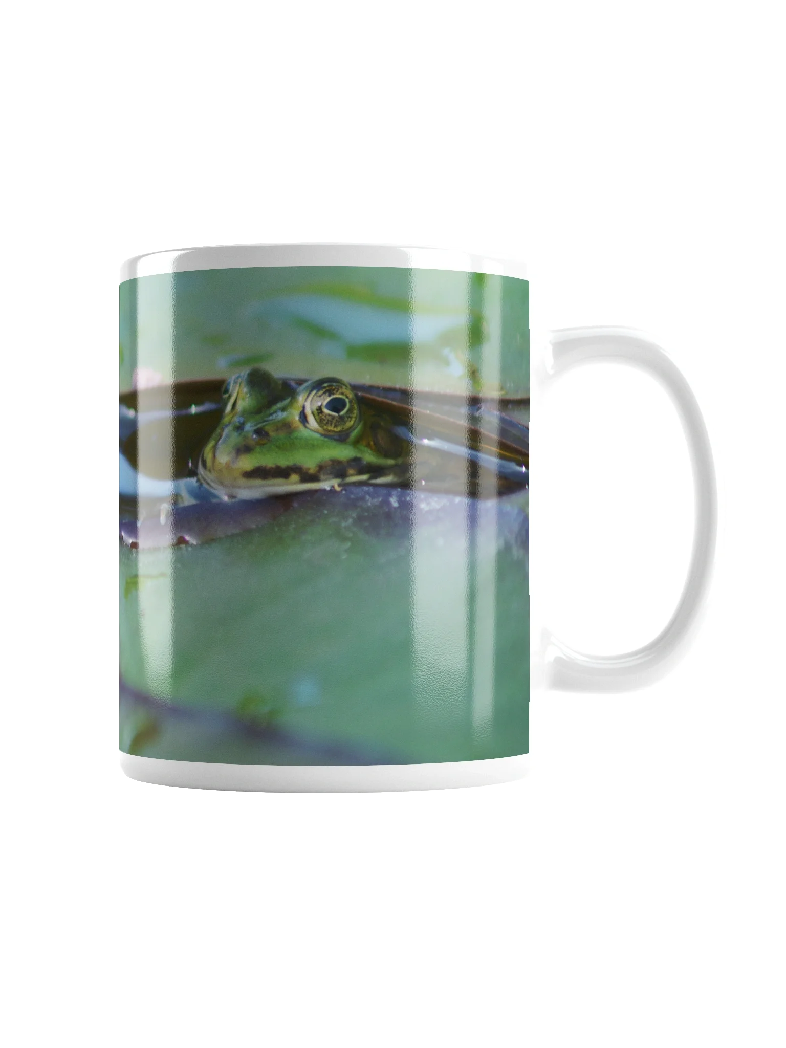 Keramiktasse weiß - Frosch unter Seerosenblatt product image (2)