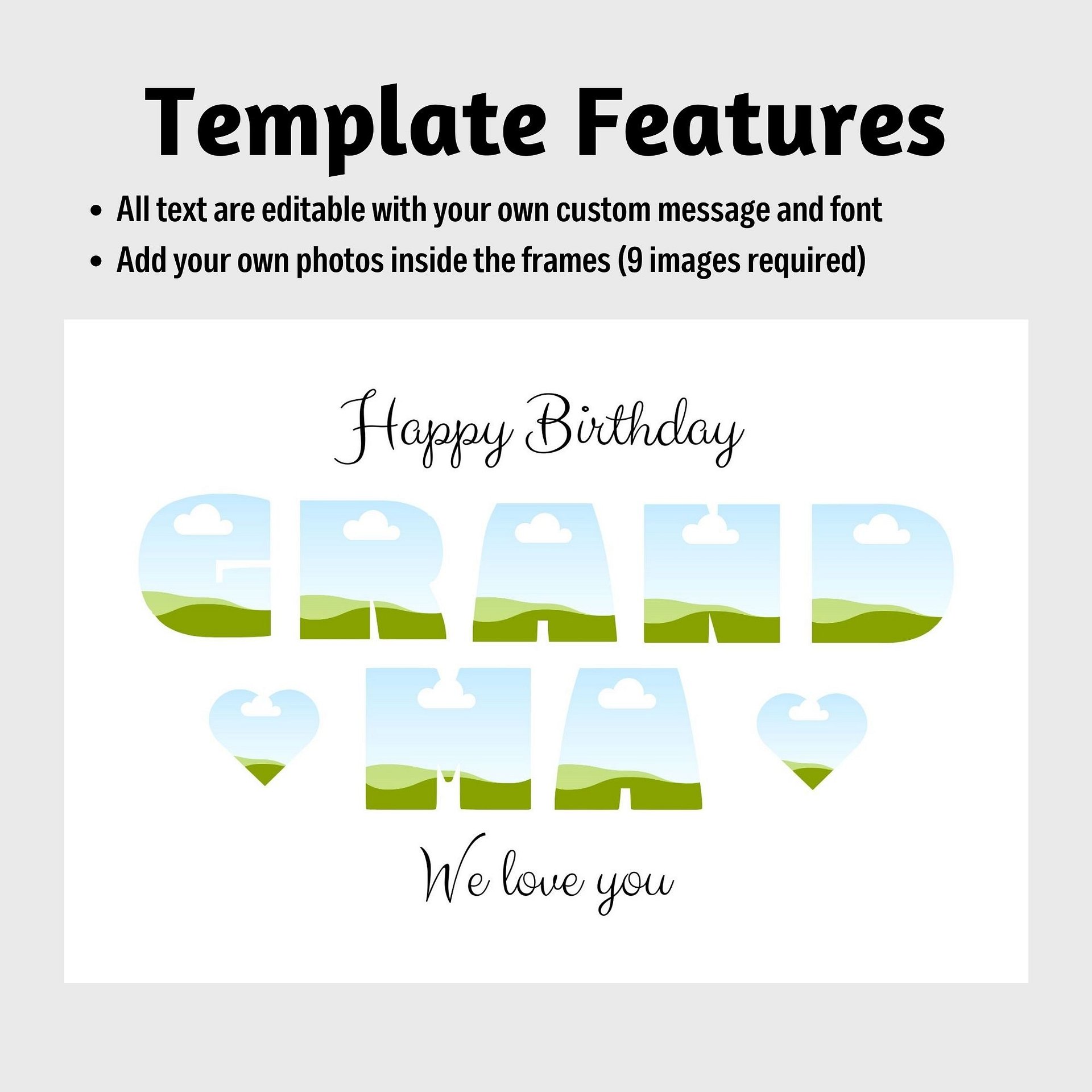 Happy Birthday Grandma Photo Collage Canva Template product image (4)
