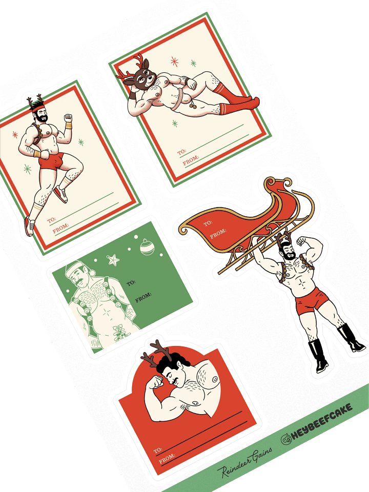 Reindeer Gains Gift Tag Stickers product image (2)
