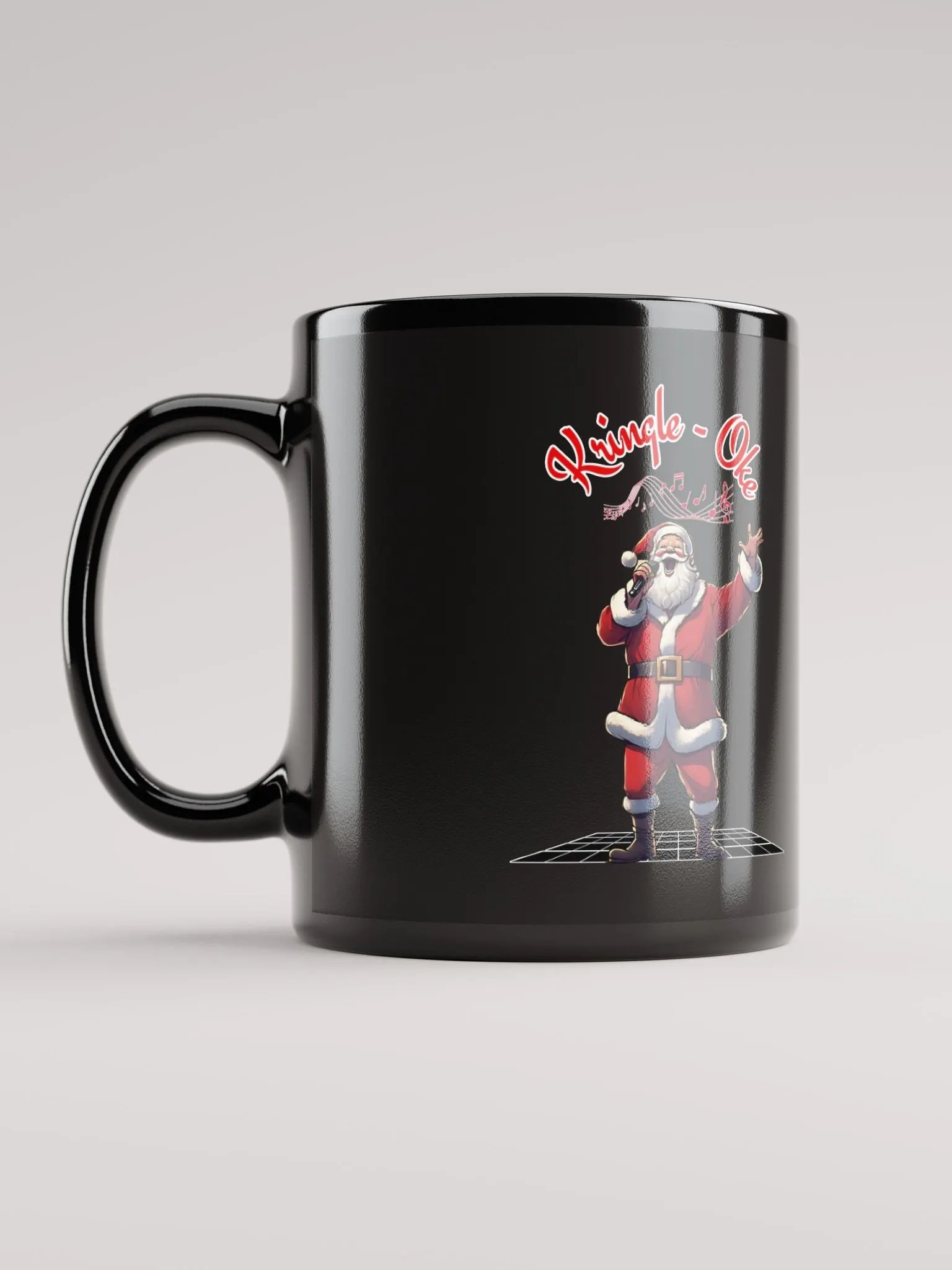Kringle - Oke, Karaoke Singing Santa - Christmas Black Mug product image (12)