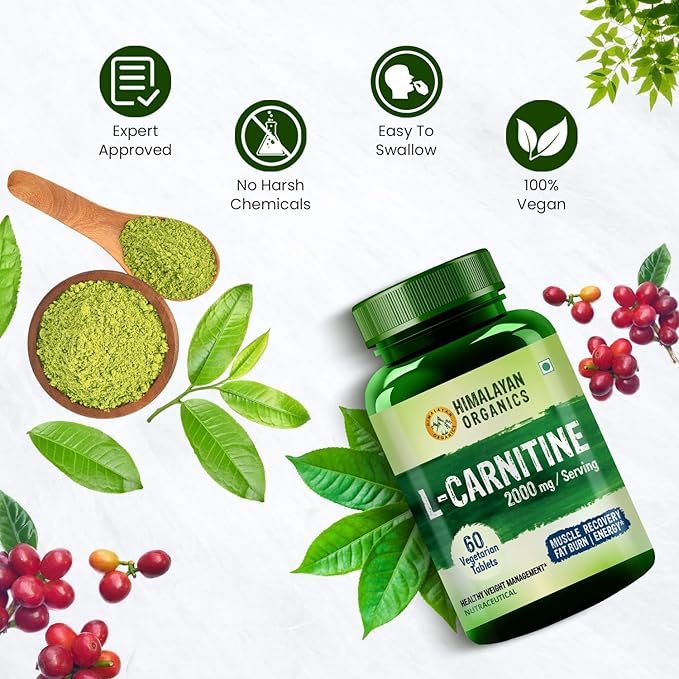 New ProductHimalayan Organic L-Carnitine 2000 Mg | Healthy Weight Management | Supports Muscle Recovery, Boost Energy, Endurance, And Fat Burn - 60 Vegetarian Tablets product image (4)
