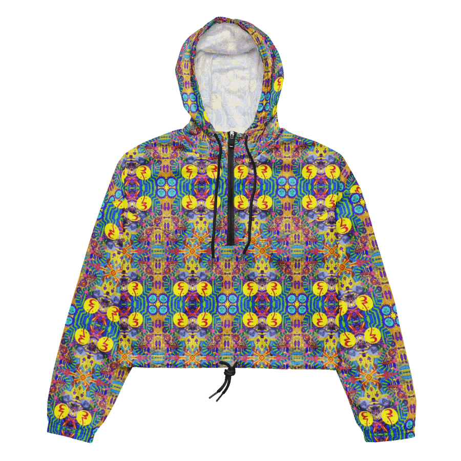 Abstract Colourful Doodles Ladies Cropped Hoodie Windbreaker product image (10)