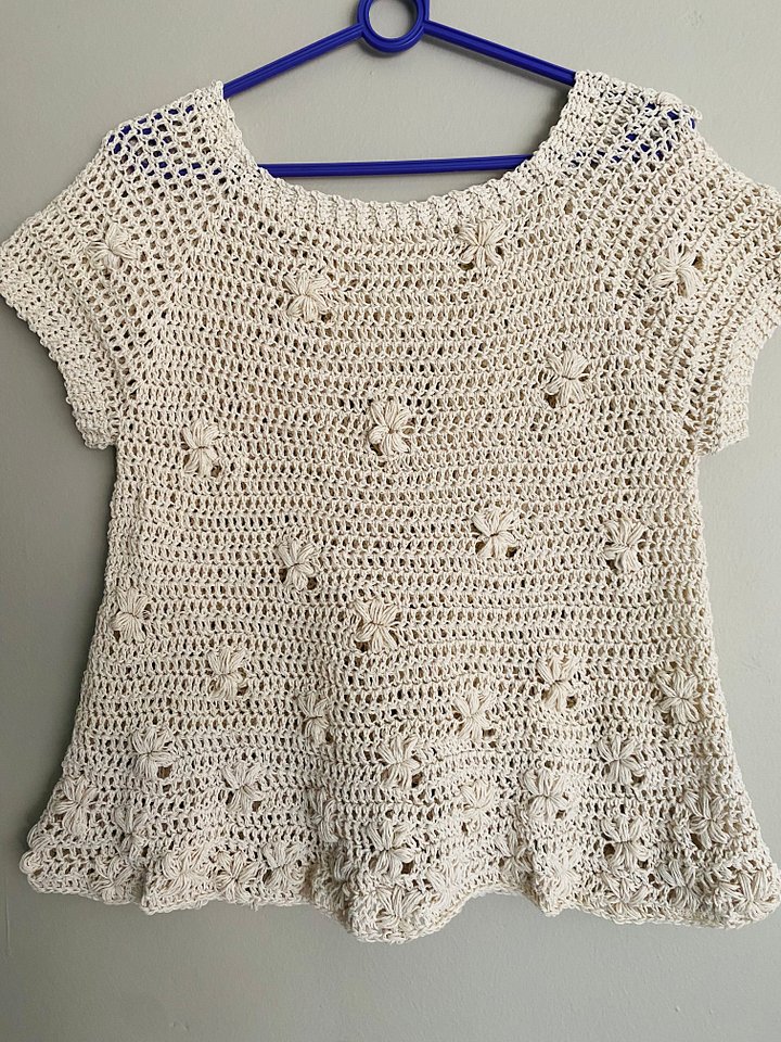 Crochet Flower Puff Raglan Sweater or Top Written Pattern product image (2)