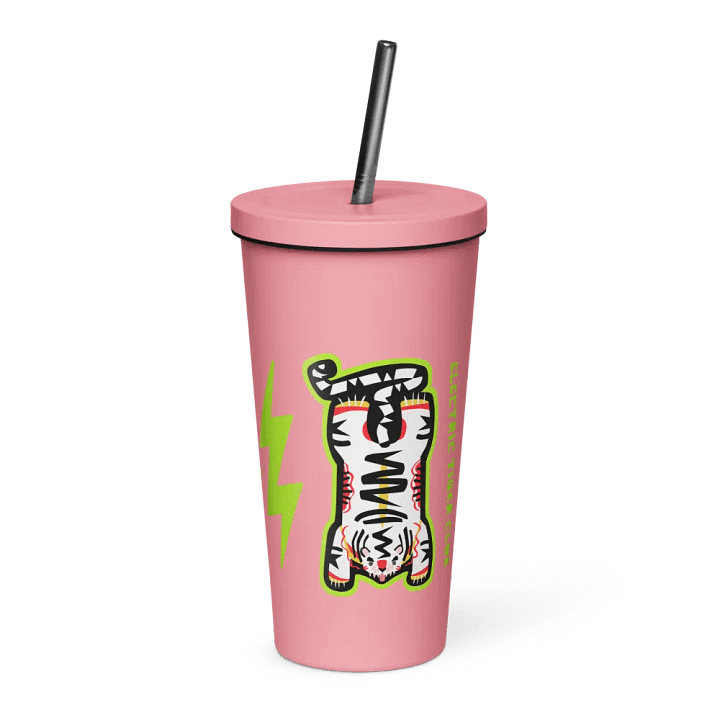 White Electric Tiger with Lime Lightning Bolts - Insulated Tumbler product image (1)