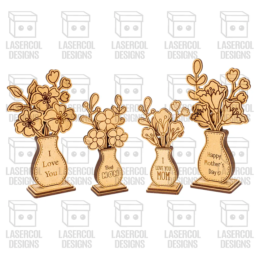 Mother's Day Flowers (2 Sizes, 4 Styles) - Laser Cut Files product image (8)