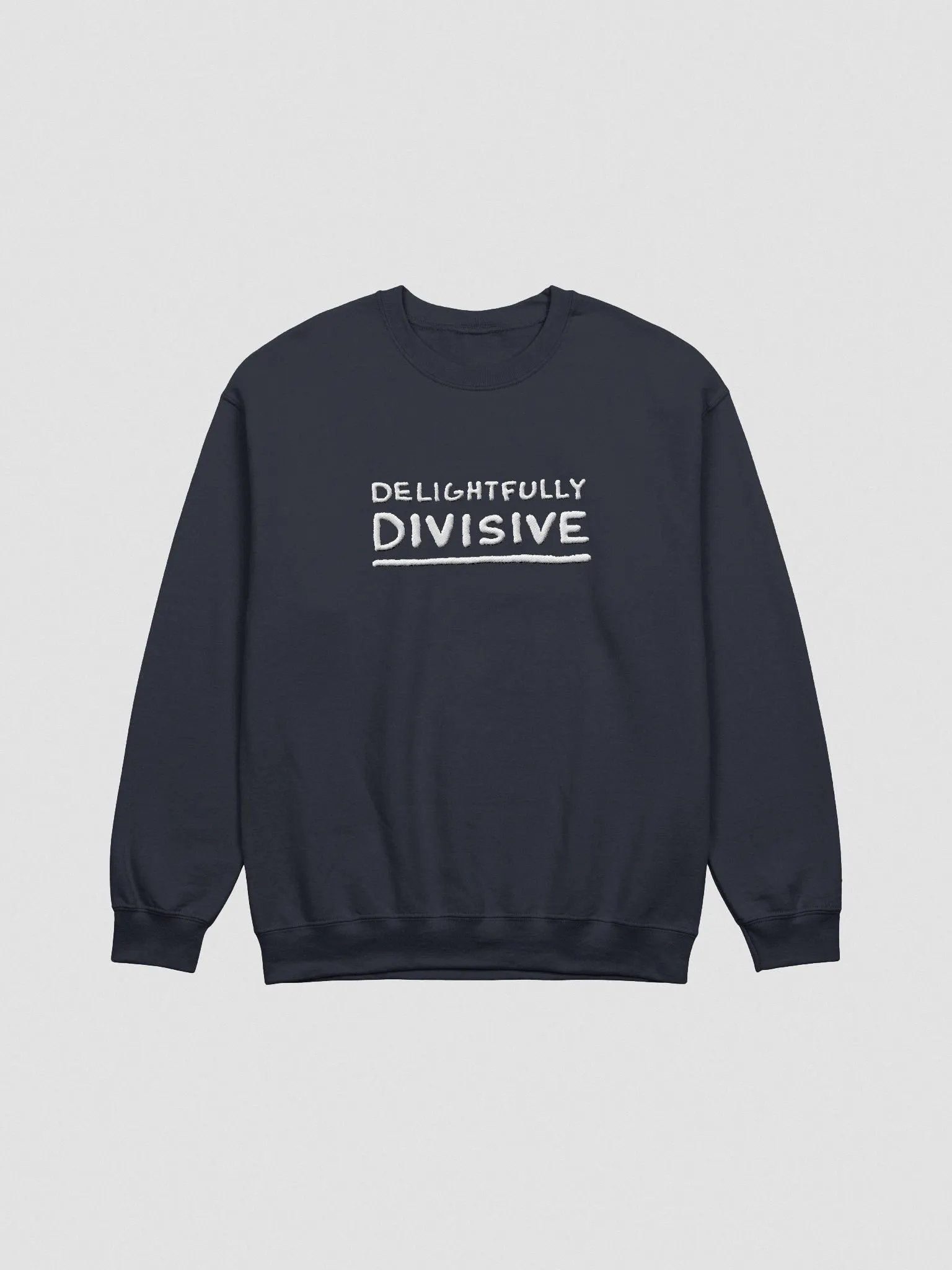 DELIGHTFULLY DIVISIVE (lg., white design) embroidered crewneck product image (20)