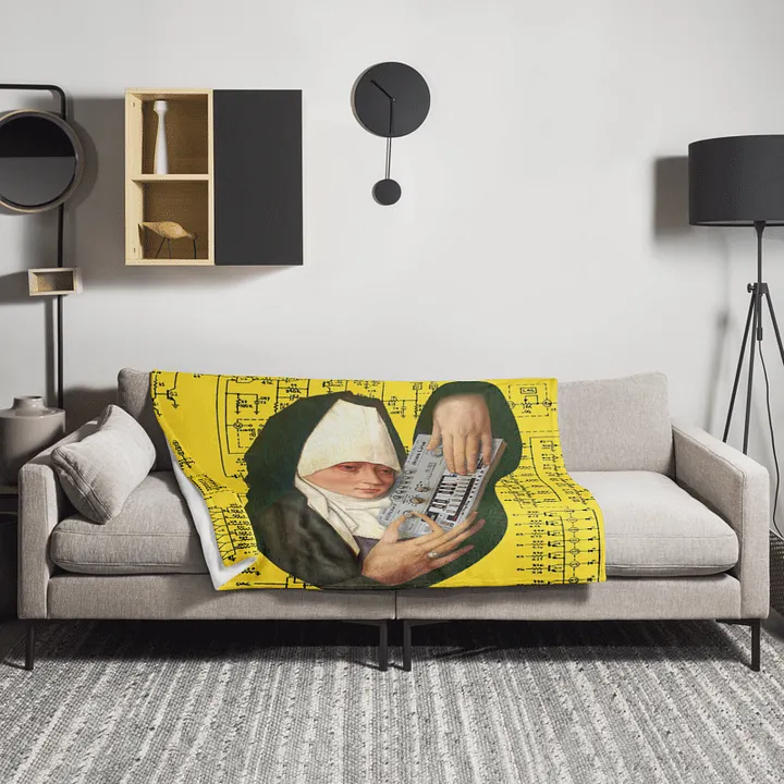 Mater Dolorosa meets Roland TB 303 by Frank Fonik Techno EDM Throw Blanket product image (1)