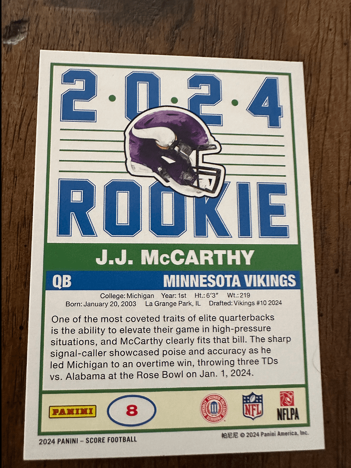Rookie JJ McCarthy product image (2)