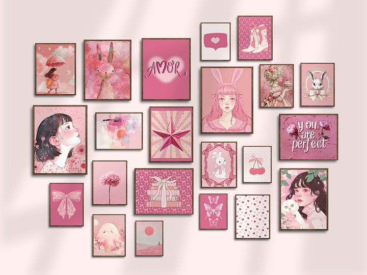 Coquette Gallery Wall Set of 22 DIGITAL Pastel Pink Prints product image (2)