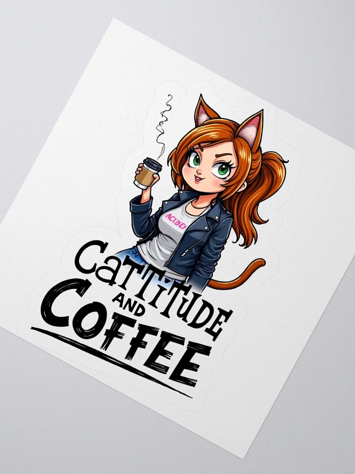 Cat-Titude and Coffee Kiss Cut Stickers product image (4)