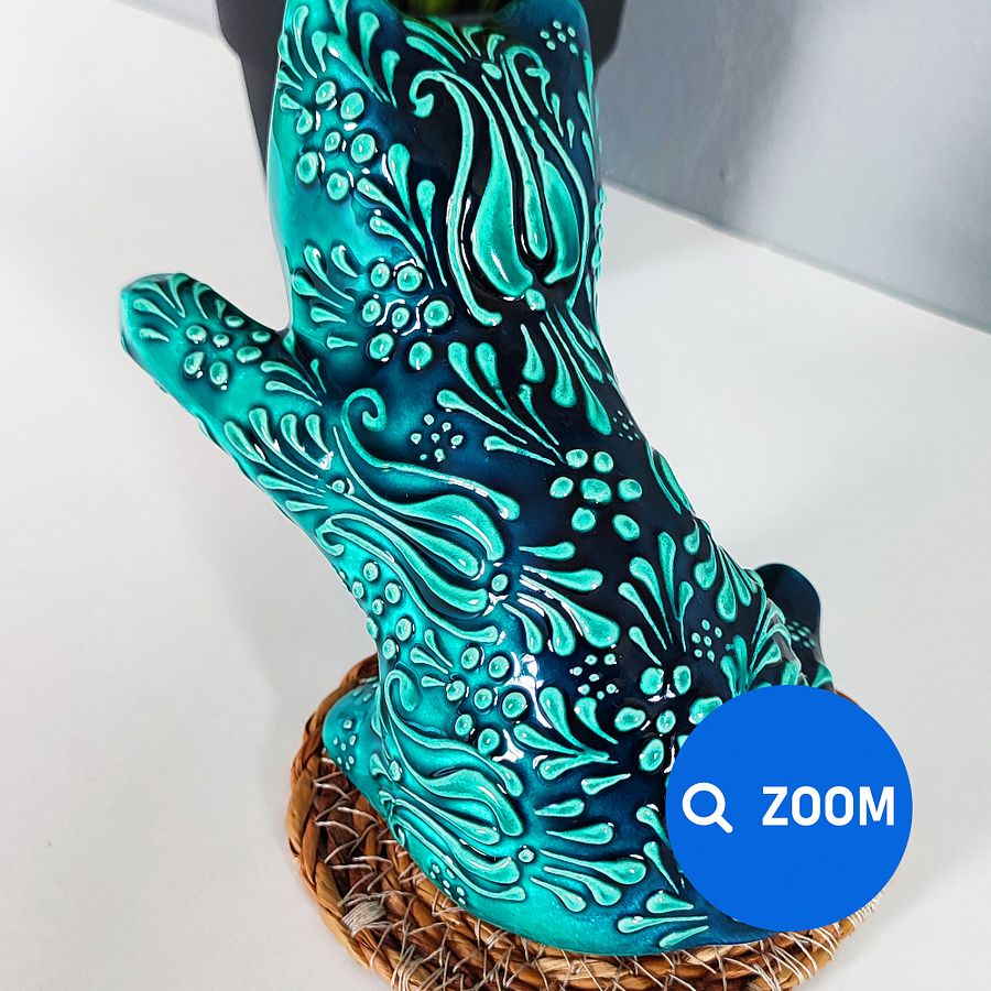 Ceramic turquoise cat — handmade pottery, handmade ceramic, home decor, handmade gift, Turkish ceramic product image (7)