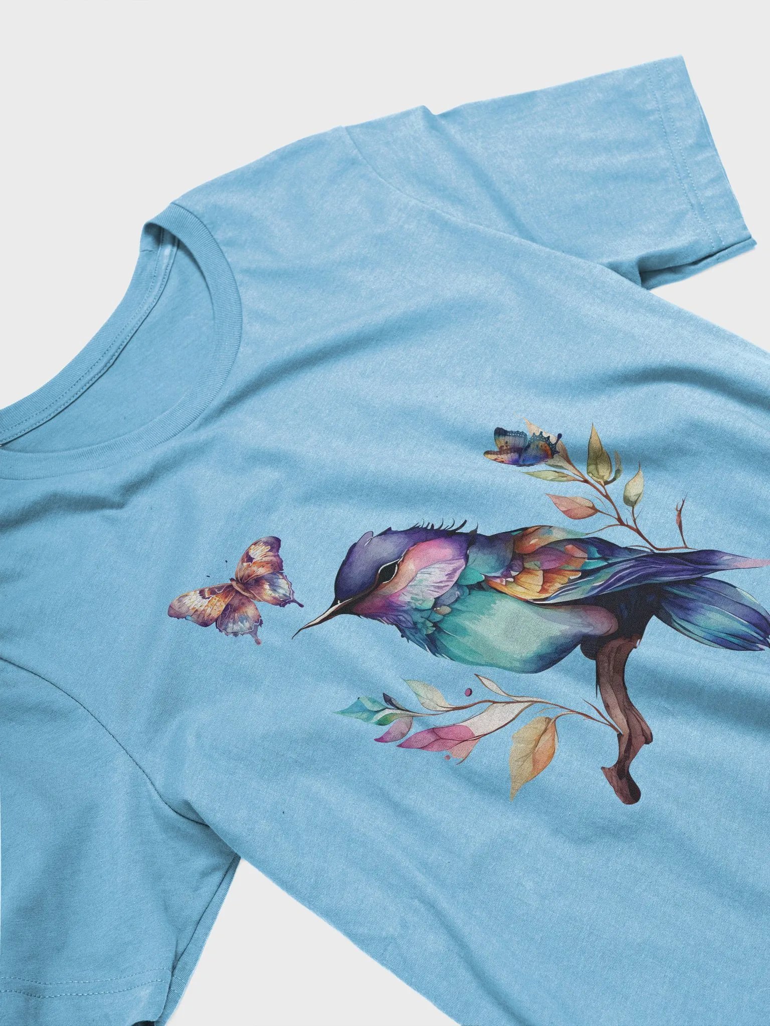 Vibrant Bird and Butterflies Illustration T-Shirt product image (3)