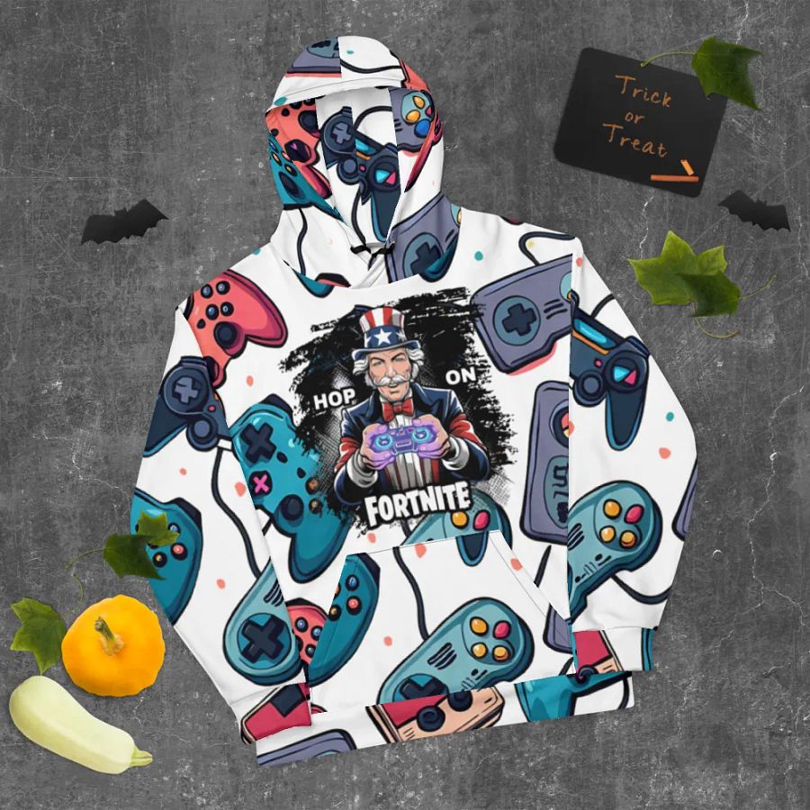 Hop On Fortnite Patriotic Gamer Custom All-Over Hoodie product image (9)