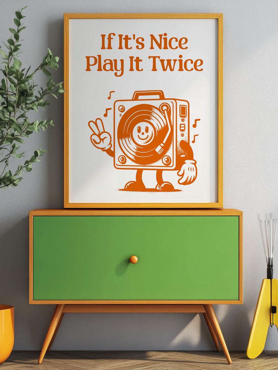 If It's Nice Play It Twice Vinyl Player Mascot Retro Art Print product image (10)