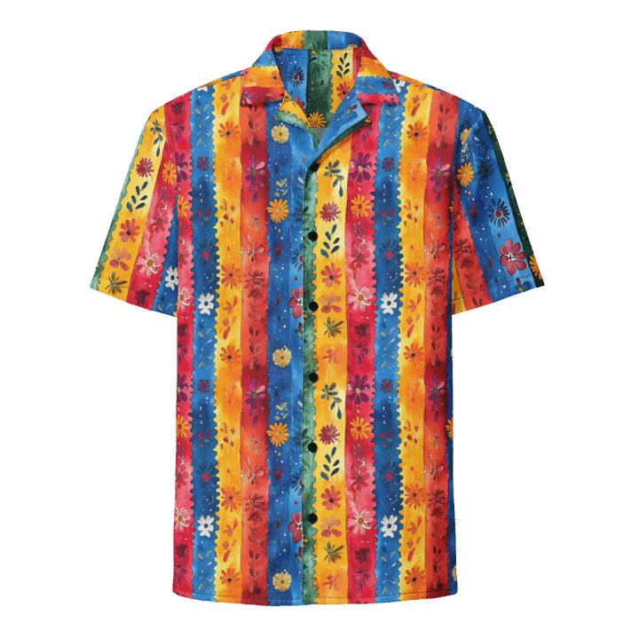 Jagged Stripe Floral Pattern-Seamless Papel Picado Hawaiian Shirt product image (1)