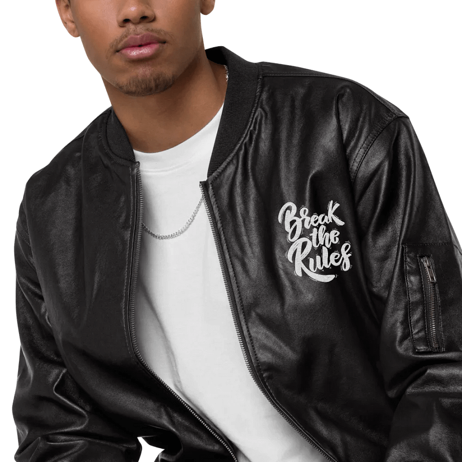 BREAK - Pixelated Portrait Faux Leather Bomber Jacket product image (8)