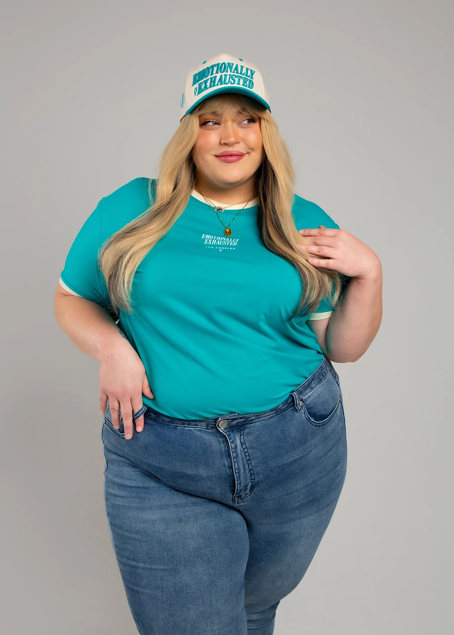 Emotionally Exhausted Scoop Ringer Tee - Teal product image (8)