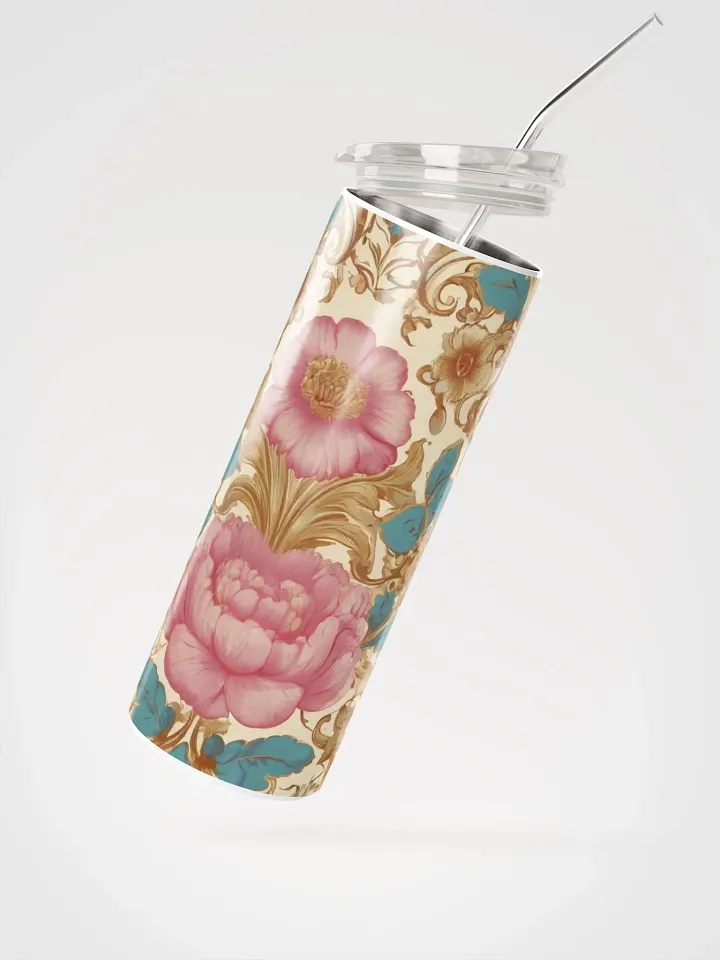 Elegant Vintage Golden Pink Flower Coquette Tumbler: Eco-Friendly Stainless Steel with Straw product image (2)