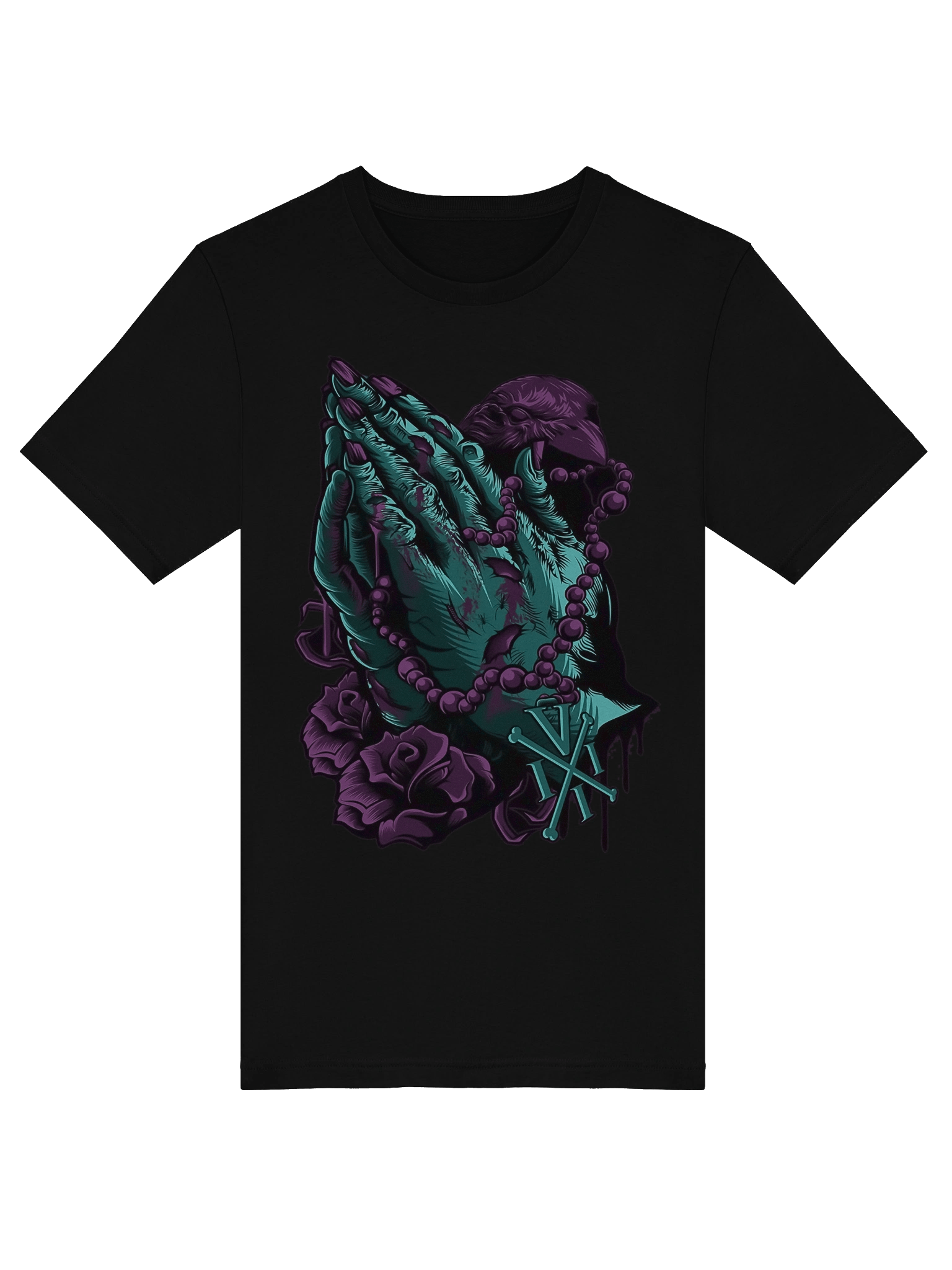 Gothic Prayer Hands & Crow T-Shirt product image (5)