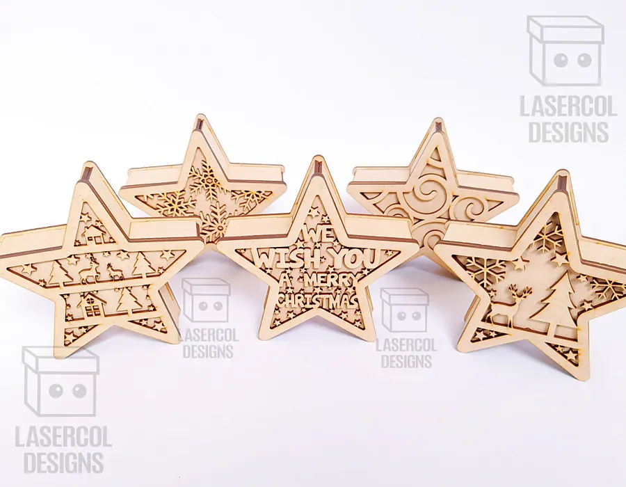 Christmas Star Box (2 Sizes, 5 Styles) - Laser Cut Files product image (3)