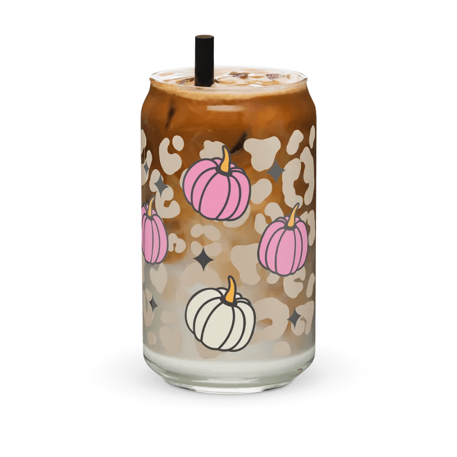 Pink Starry Pumpkin Can Glass, Wood Cover and Metal Straw product image (12)
