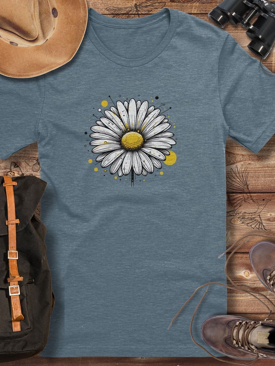 Daisy Flower T-Shirt, Hand-Drawn Floral Tee, Aesthetic Botanical Shirt, Minimalist Black and White Daisy Art, Gift for Nature Lovers product image (9)