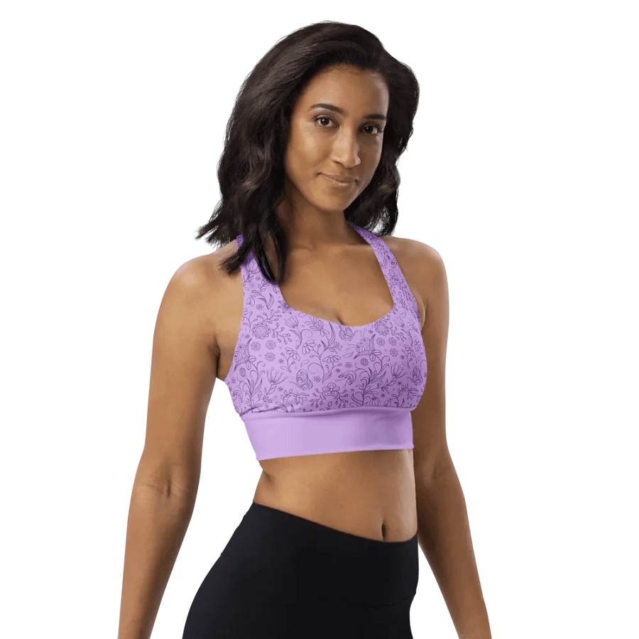 Light Purple Lilac Floral Women's Sports Bra product image (5)