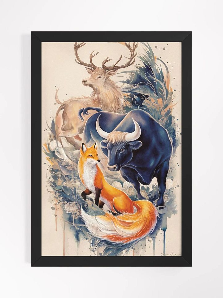 Framed Flight Of Fancy Daydream Vixen Bull And Stag Art Print product image (1)