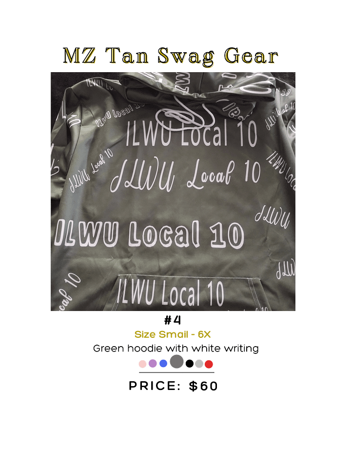 Green and White All over ILWU local 10 hoodie product image (1)