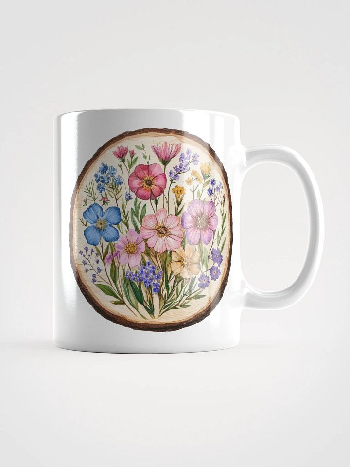 Rainbow Wildflower Round Wood Art Mug product image (1)