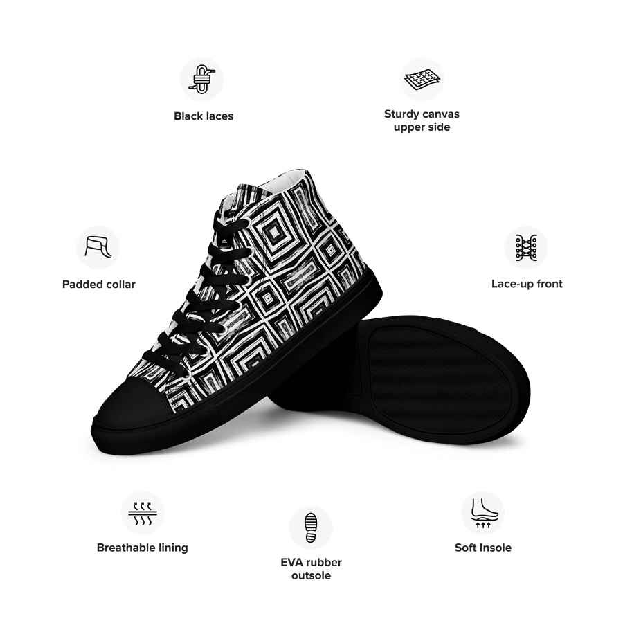 Abstract Monochrome Repeating Pattern Men's Canvas Shoe High Tops product image (40)