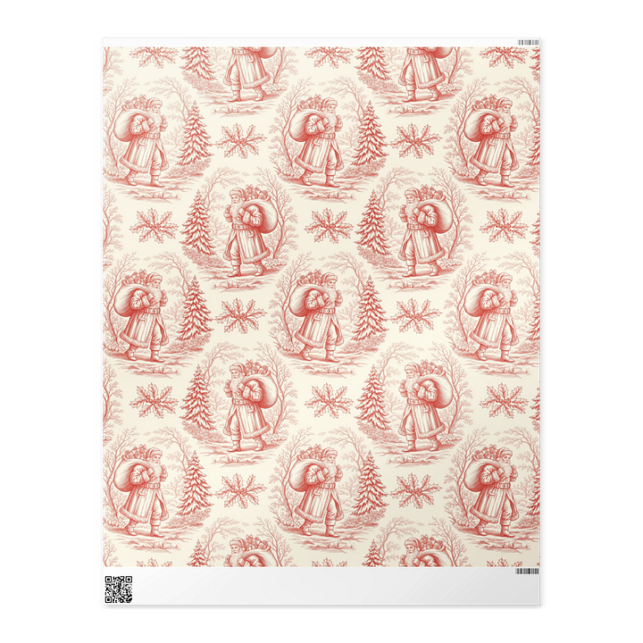Saint Nicholas Vintage Christmas Red Toile Chinoiserie Wrapping Paper product image (2)
