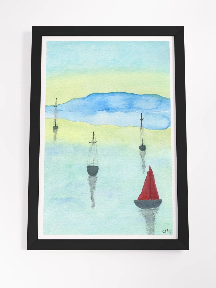 Boats: Watercolor Landscape Framed Poster product image (4)