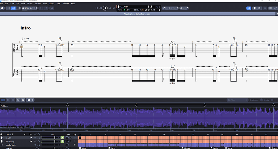 Wasting Love PDF TAB + Backing Track MP3 product image (3)