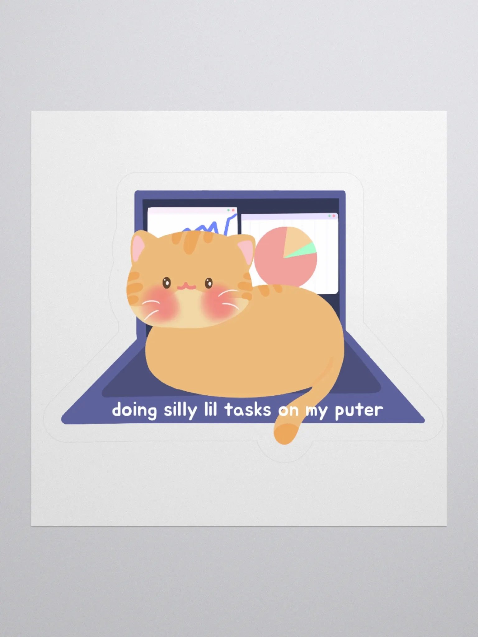 Doing silly little tasks, Orange Cat Sticker product image (1)