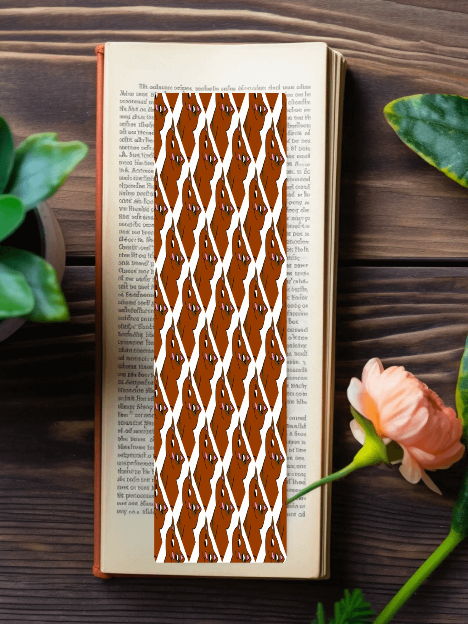 Cute Cartoon Brown Patched Kitty Pattern Laminated Bookmark with a Tassel product image (1)