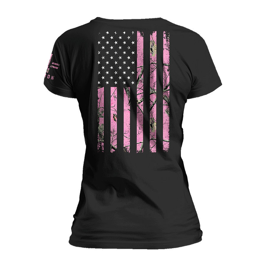Pink Hunting Camo American Flag - Women's Relaxed Fit product image (3)