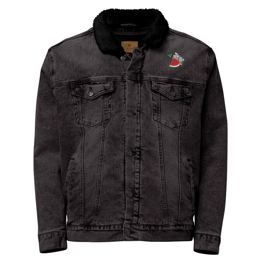 Recycled Sherpa Lined Denim Jacket Watermelon Logo product image (1)
