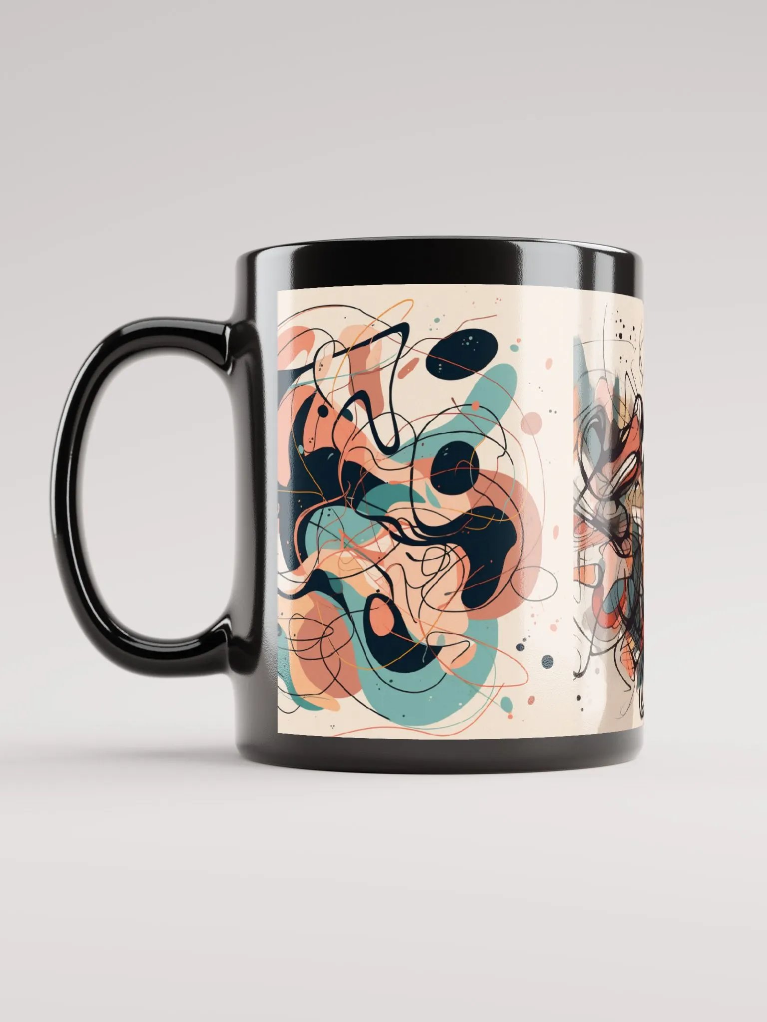 Unique Black Coffee Mug with Eye-Catching Abstract Designs | Choose from 11 or 15 oz product image (11)