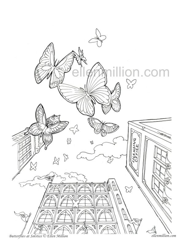Butterflies at Solstice - Digital Coloring Page product image (1)