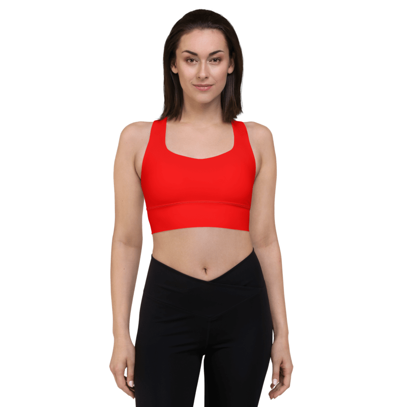 Plain Color Red Longline Sports Bra product image (1)