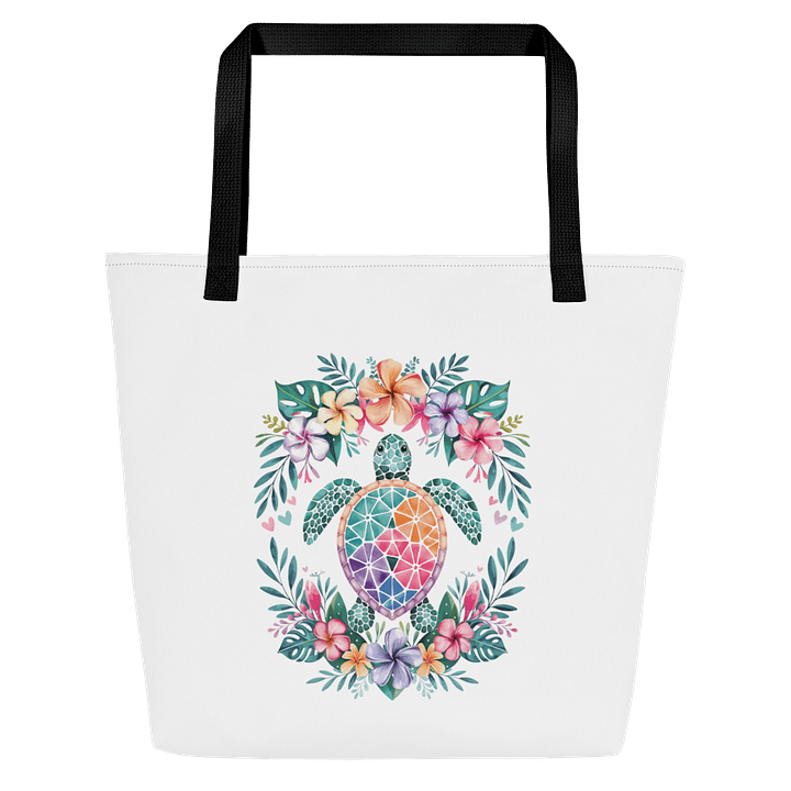Tropical Sea Turtle Floral Tote Bag product image (1)