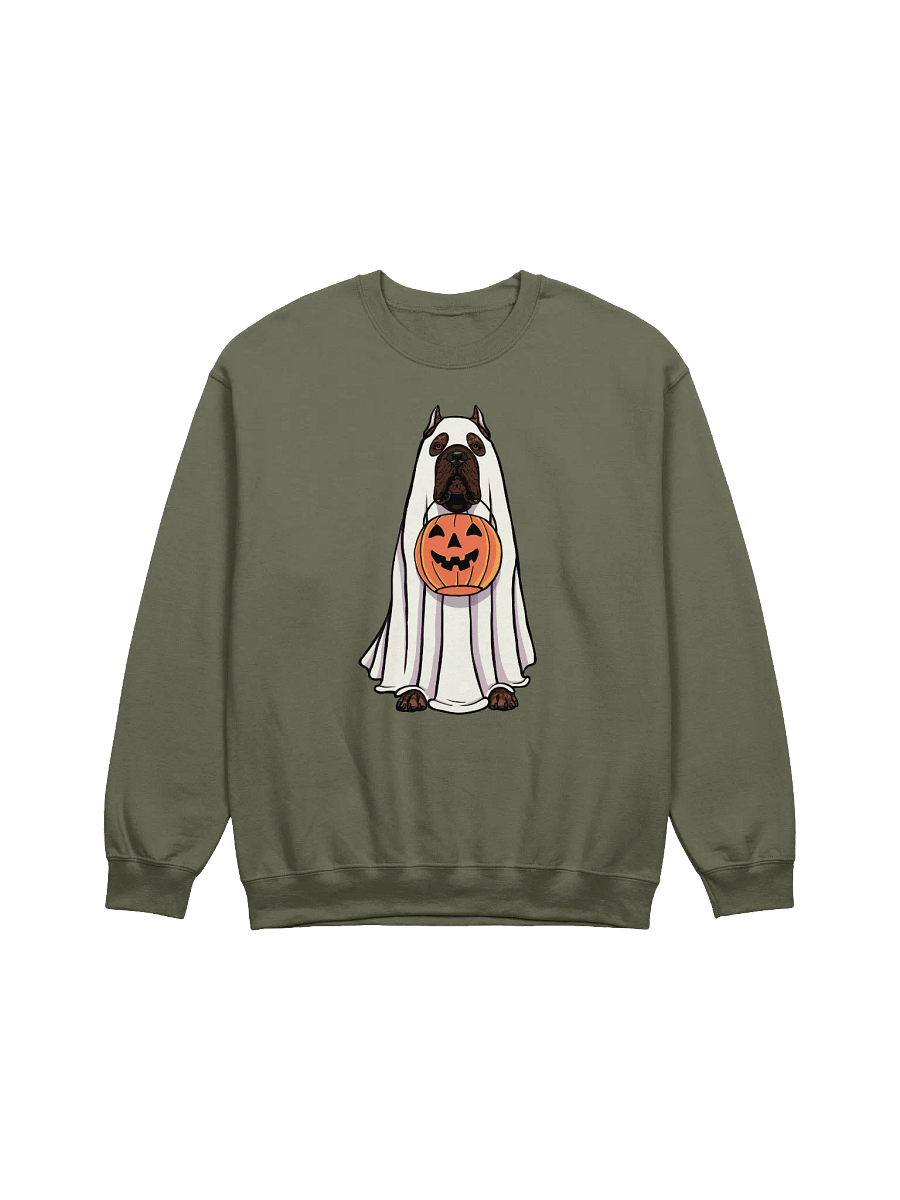 Funny Halloween Cane Corso(Brindle) Sweatshirt | Funny Cane Corso Wearing a Ghost Costume and Holding a Pumpkin Basket product image (17)