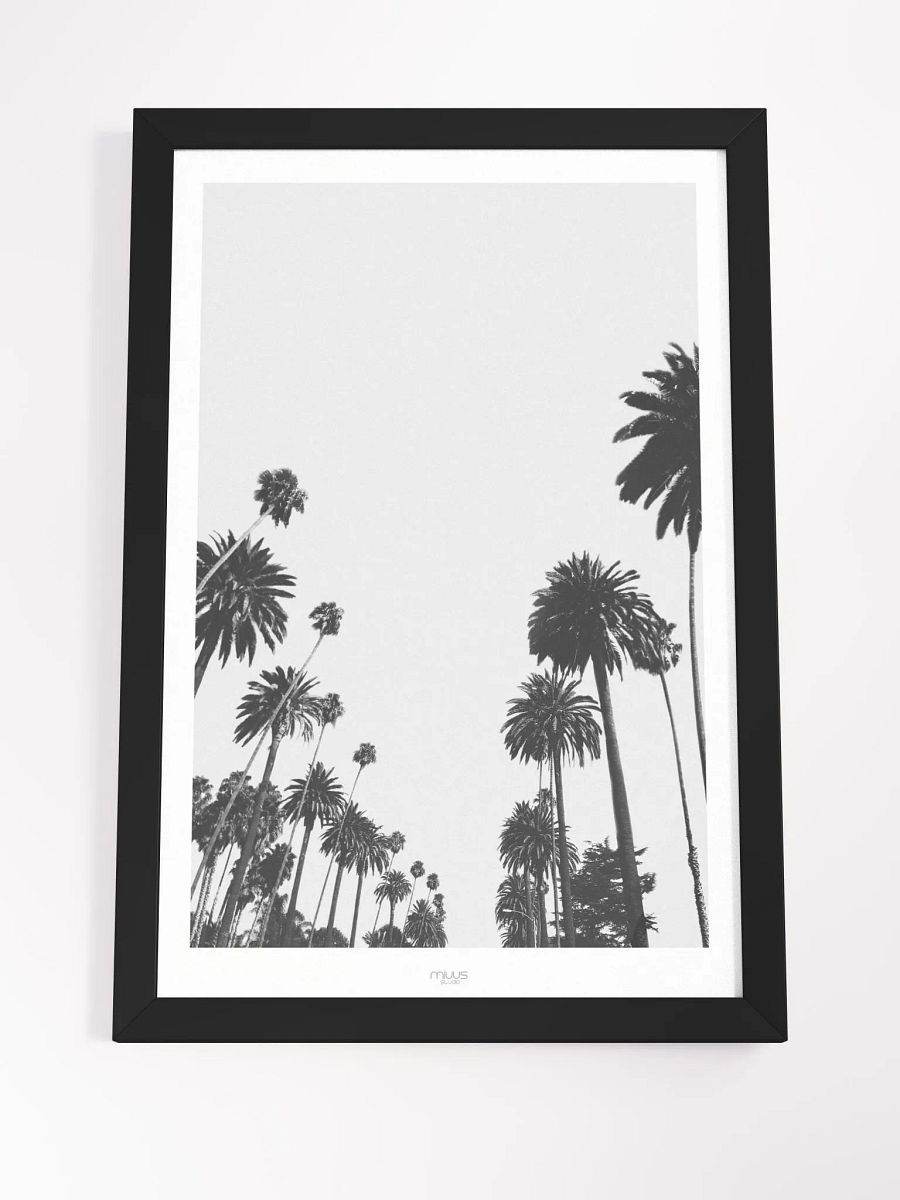 Skyward Palms Framed Matte Poster – Tropical Nature-Inspired Wall Art | Minimalist Palm Tree Design | Premium Framed Décor for Relaxing Spaces product image (1)