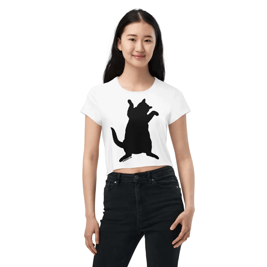 Dancing for Demeowcracy Black Cat Silhouette Crop Tee product image (6)