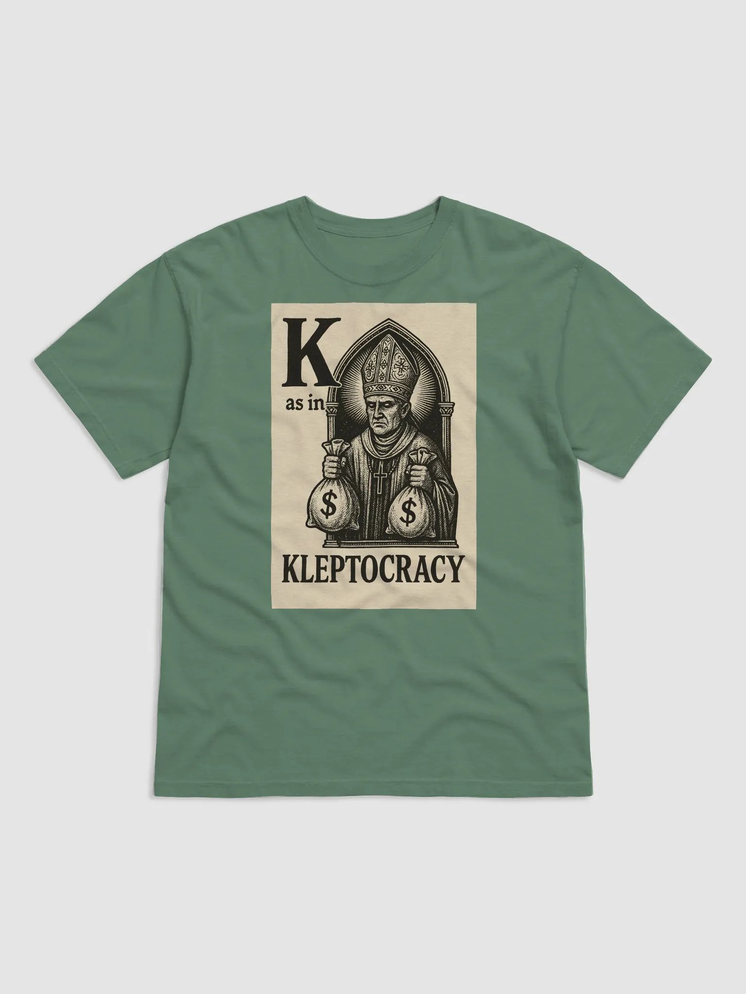 K as in kleptocracy garment-dyed heavyweight t-shirt by dark alphabet product image (1)