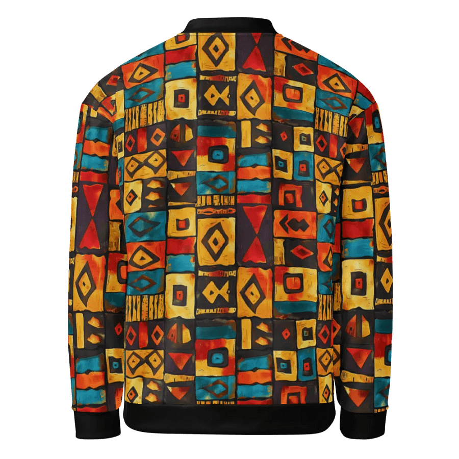 African Vibrant Geometric Splendor Bomber Jacket product image (2)
