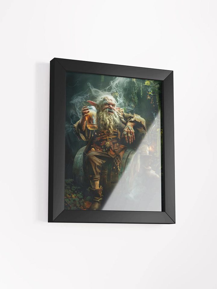 Elder elf drinking a beer - Framed High Quality Matte Poster product image (2)