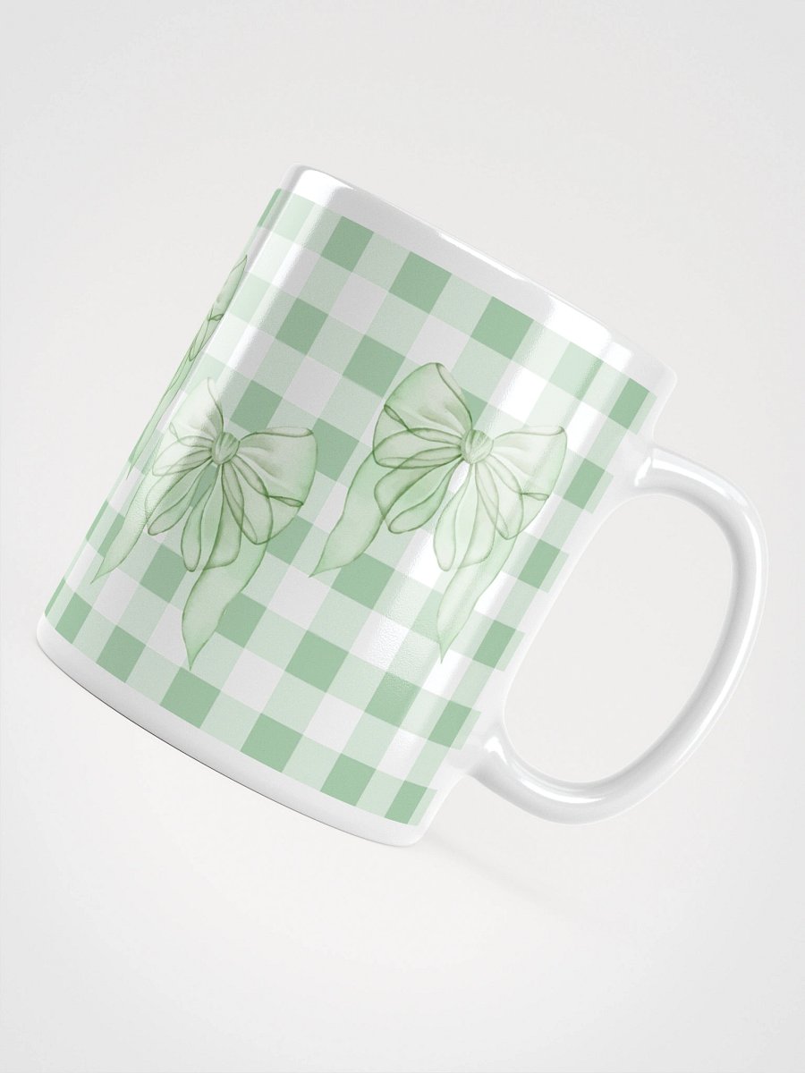 Mug Blanc Vichy Revisité - Vert Pastel - Cadeau Style Chic et Poétique product image (4)
