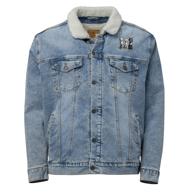 Whiskered Trio Embroidered Unisex Denim Jacket product image (1)